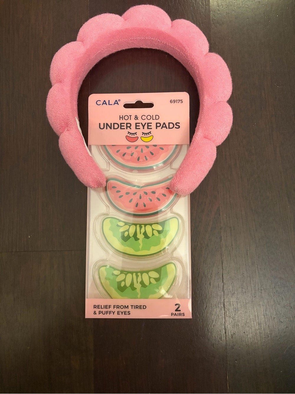 Pink Floral makeup/skincare Headband Pink & Green Under Eye Pads
